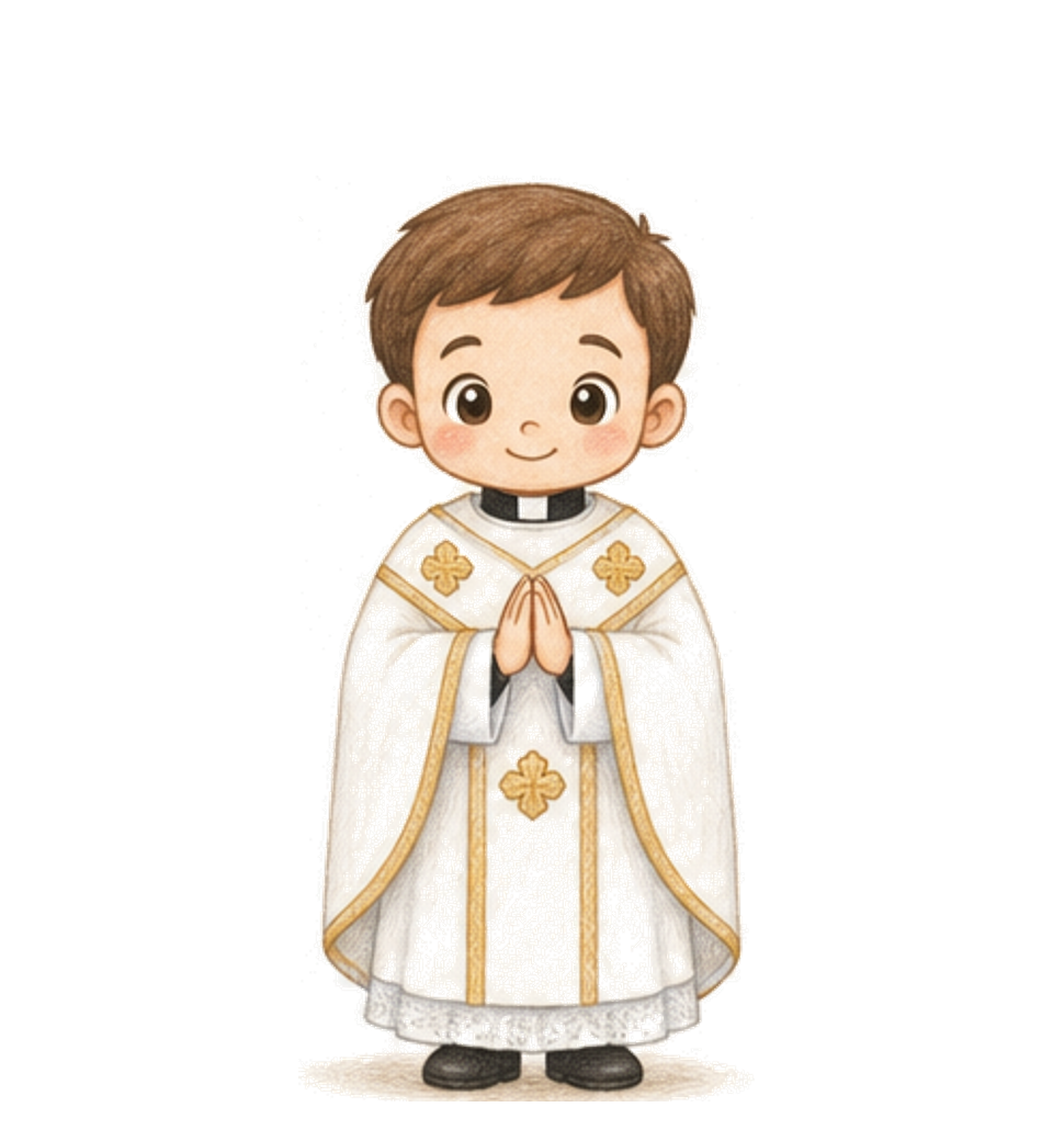 Priest in white alb